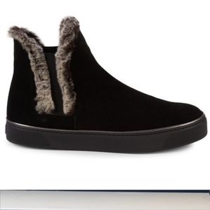 Stuart Weitzman Black Fur-Trim Ankle Boots Sz 6